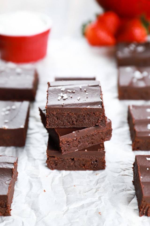 Fudgy Flourless Brownies With Sea Salt Ganache A Kitchen Addiction