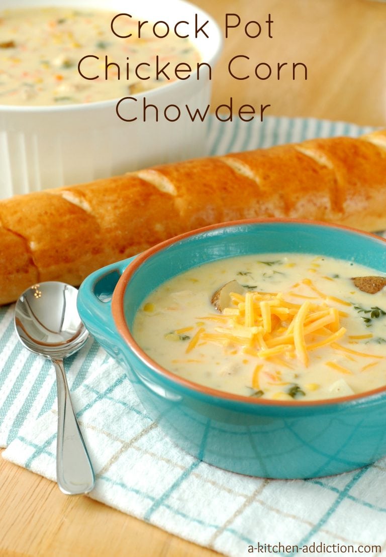 Crock Pot Chicken Corn Chowder - A Kitchen Addiction