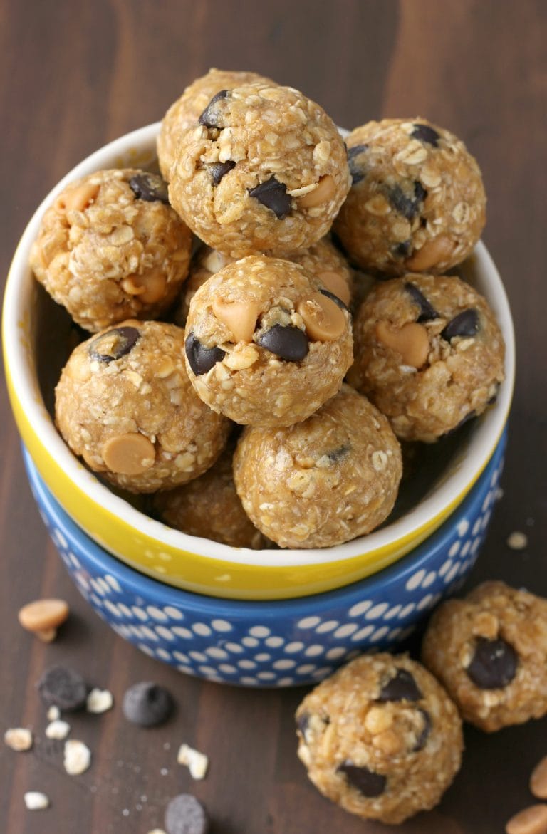 Peanut Butter Dark Chocolate Chip No Bake Granola Bites A Kitchen