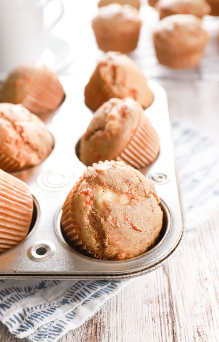 Cream Cheese Filled Carrot Cake Muffins - A Kitchen Addiction