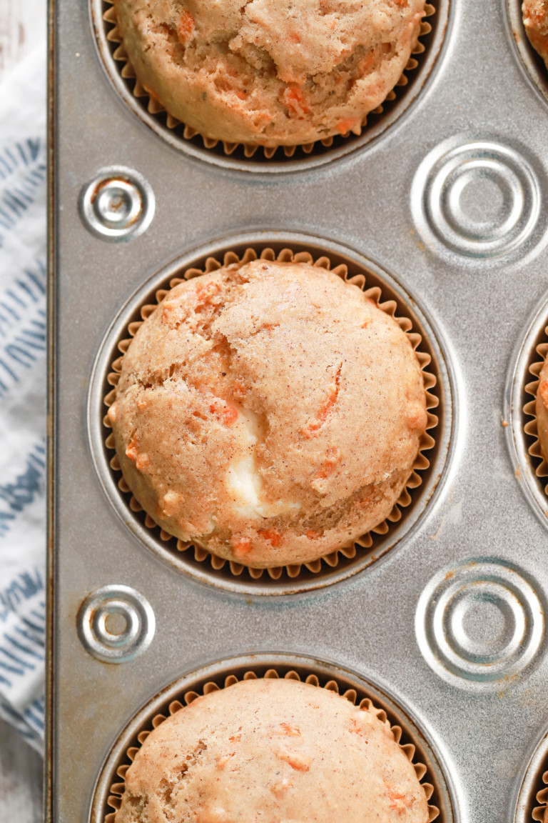 Cream Cheese Filled Carrot Cake Muffins - A Kitchen Addiction