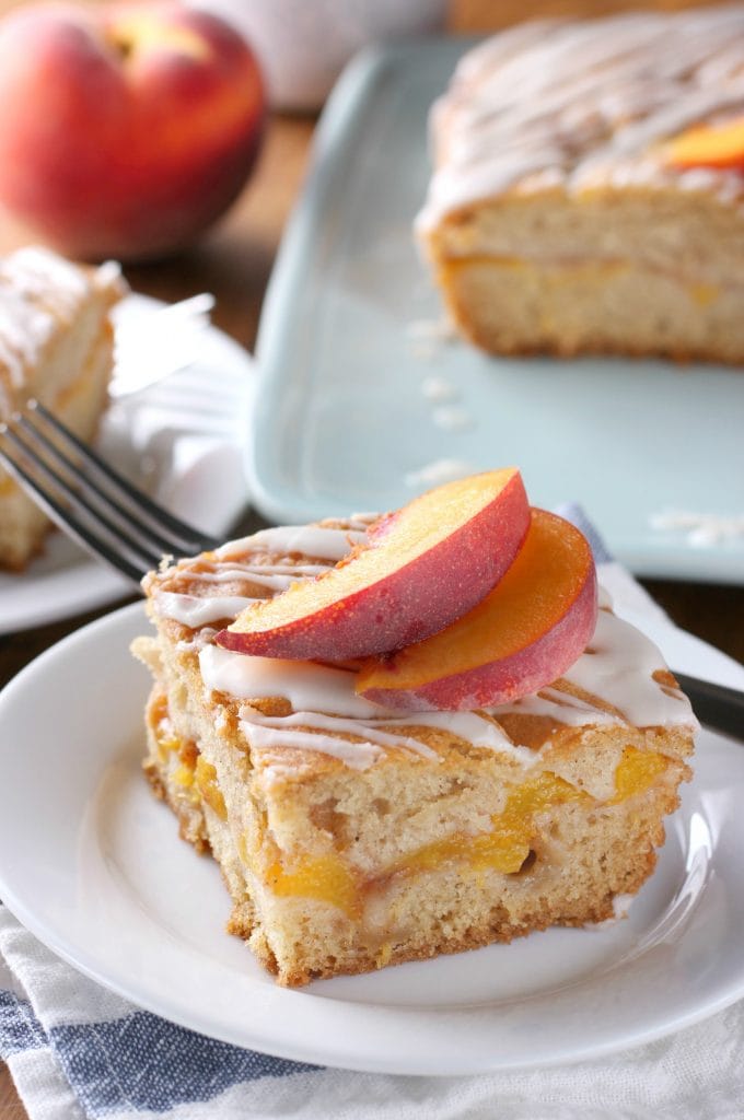 Peaches and Cream Cake - A Kitchen Addiction