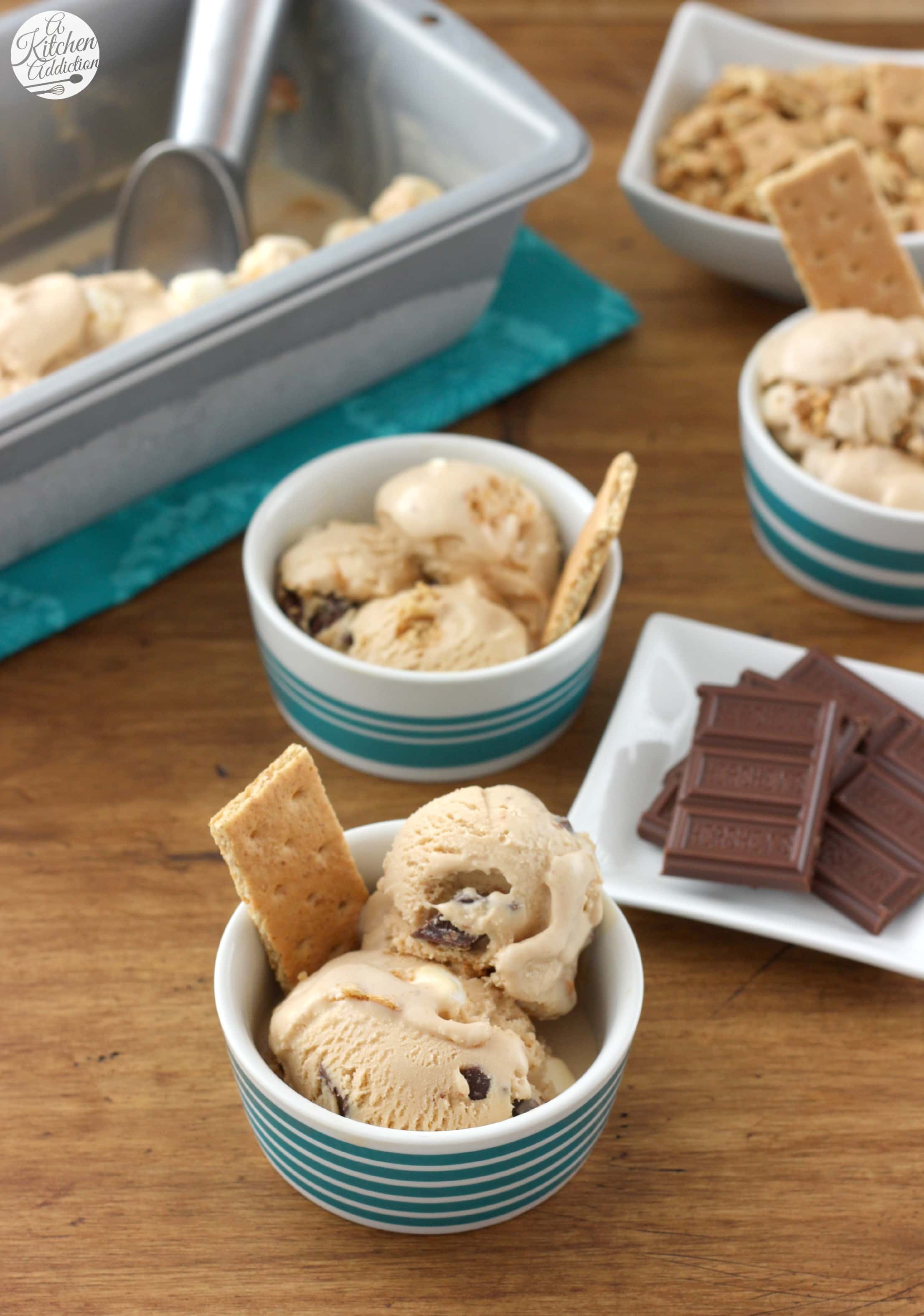 Peanut Butter S'mores Ice Cream - A Kitchen Addiction
