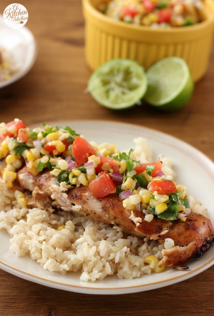 Grilled Honey Lime Chicken and Corn Salsa - A Kitchen Addiction