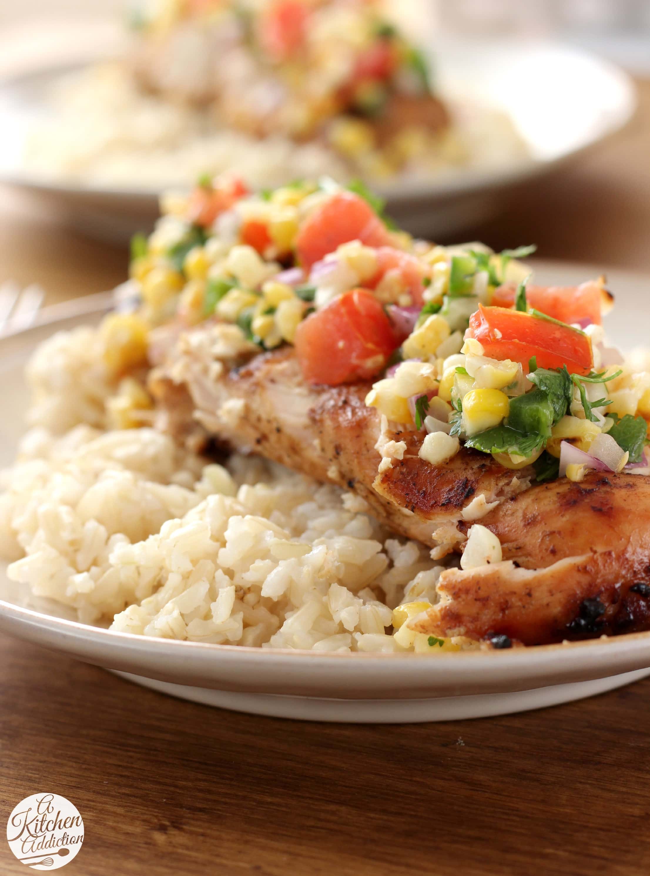 Grilled Honey Lime Chicken and Corn Salsa - A Kitchen Addiction