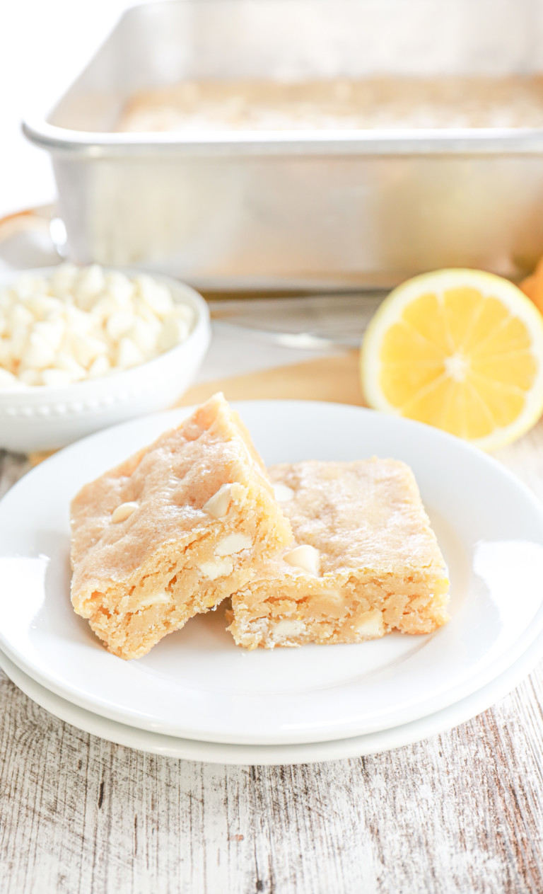 White Chocolate Lemon Blondies - A Kitchen Addiction