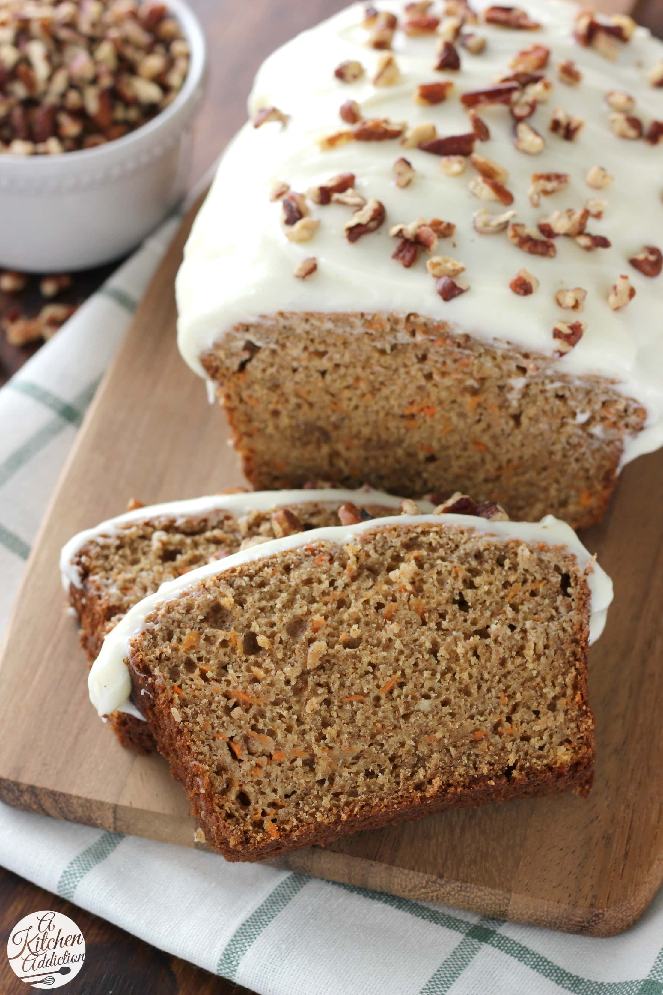 Carrot Cake Quick Bread with Cream Cheese Frosting - A Kitchen Addiction