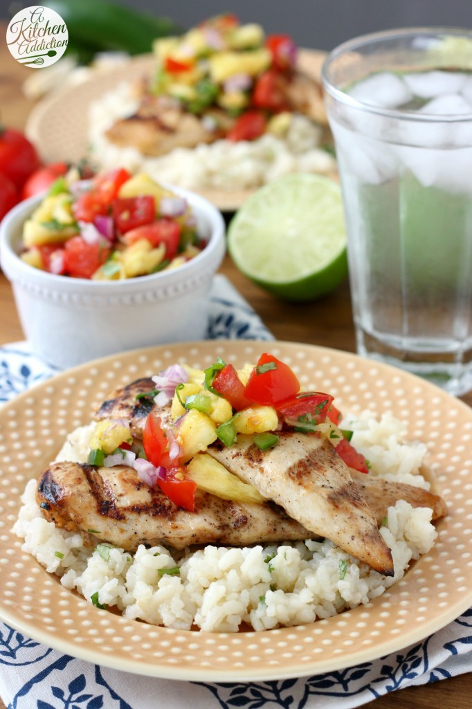 Grilled Agave Lime Chicken with Pineapple Salsa - A Kitchen Addiction