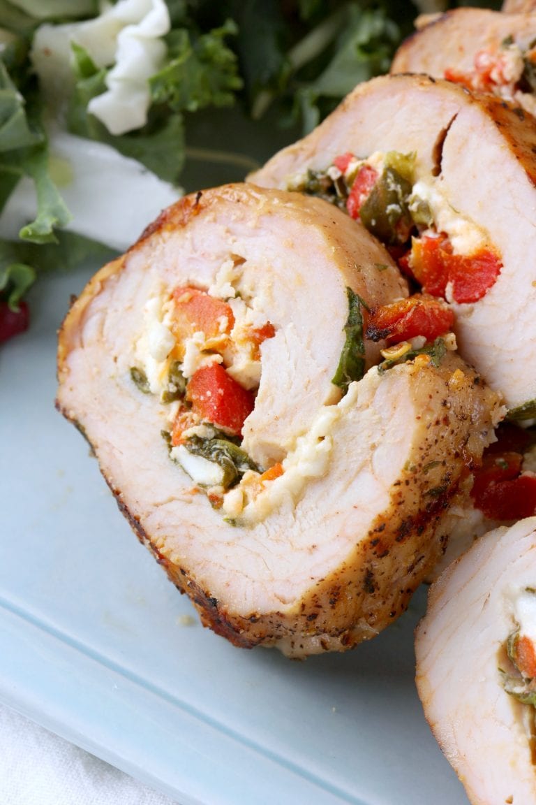 Spinach Feta Stuffed Grilled Turkey Tenderloin - A Kitchen Addiction