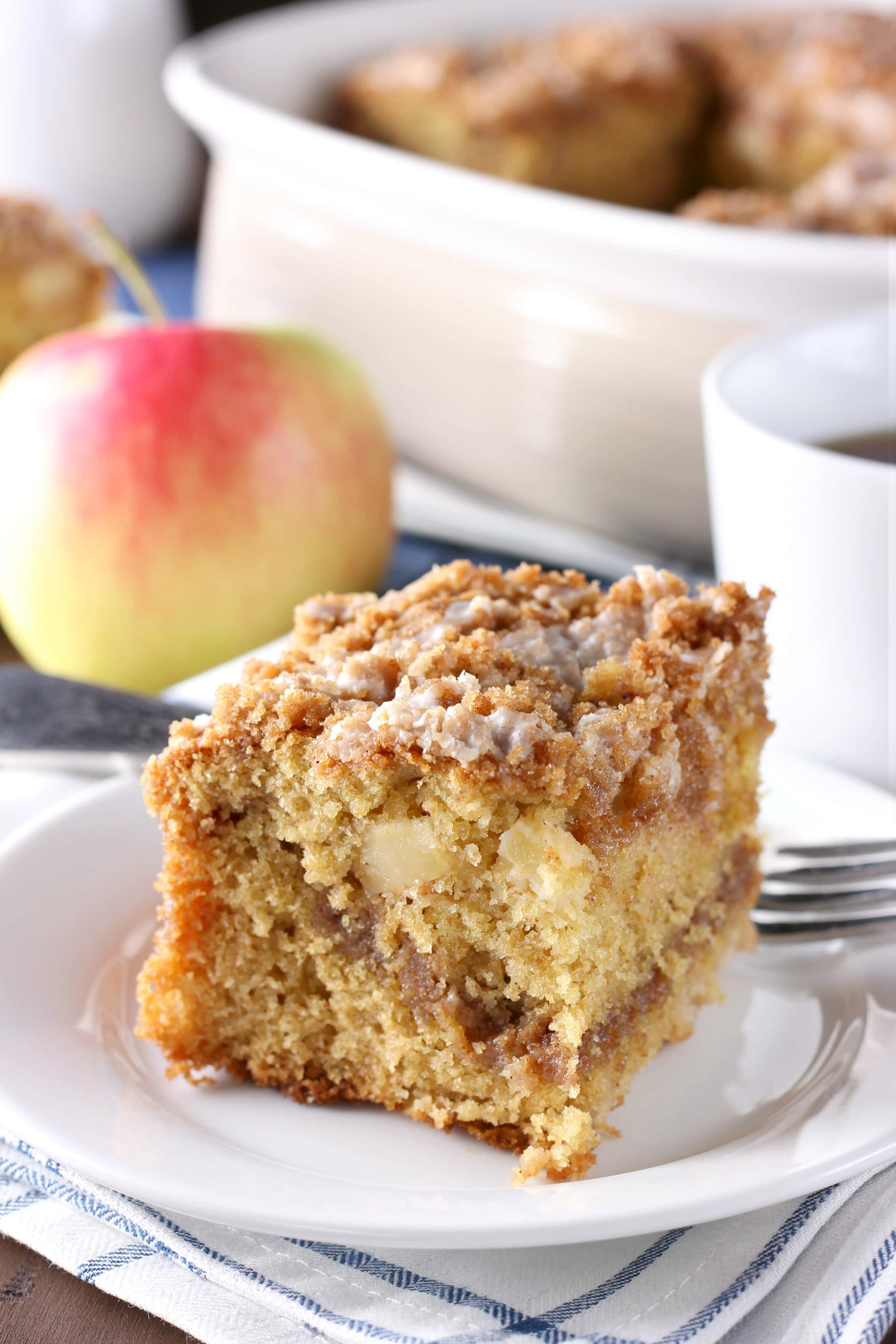 Cinnamon Swirl Apple Coffee Cake {Whole Wheat} - A Kitchen Addiction