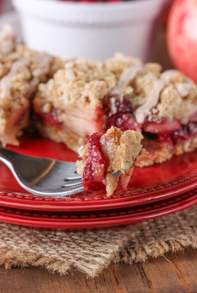 Honey Cranberry Apple Crumb Bars - A Kitchen Addiction