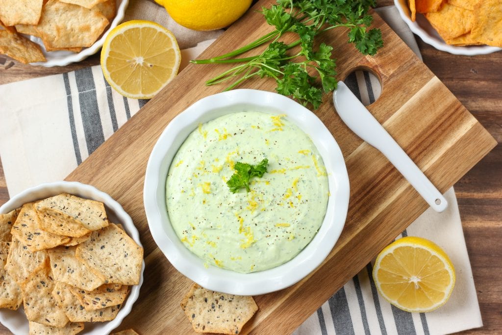 Creamy Lemon Herb Feta Dip (Gluten Free) - A Kitchen Addiction