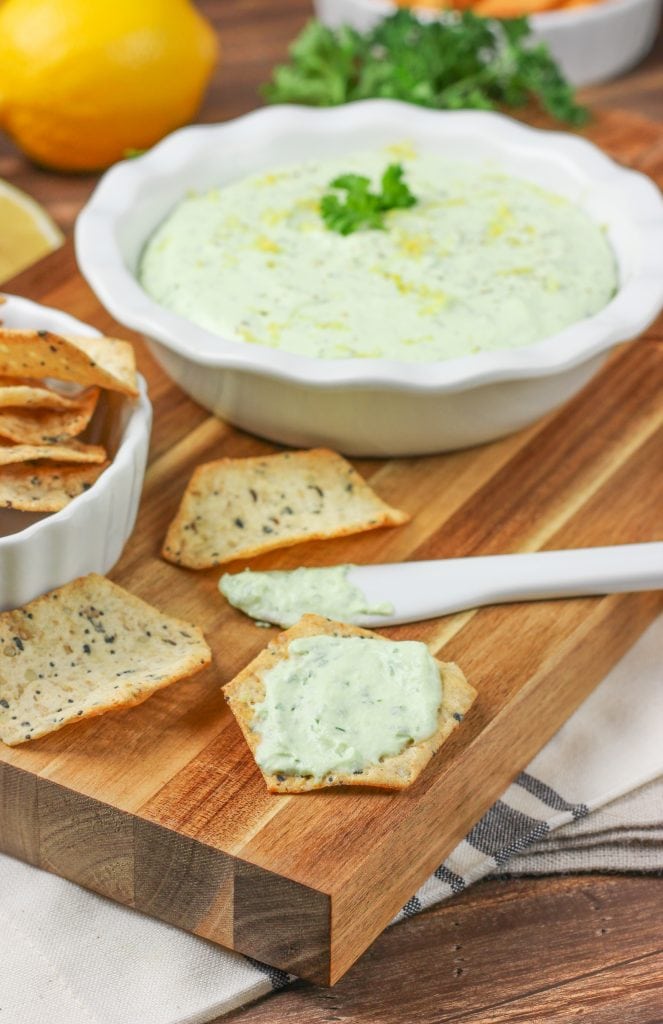 Creamy Lemon Herb Feta Dip (Gluten Free) - A Kitchen Addiction