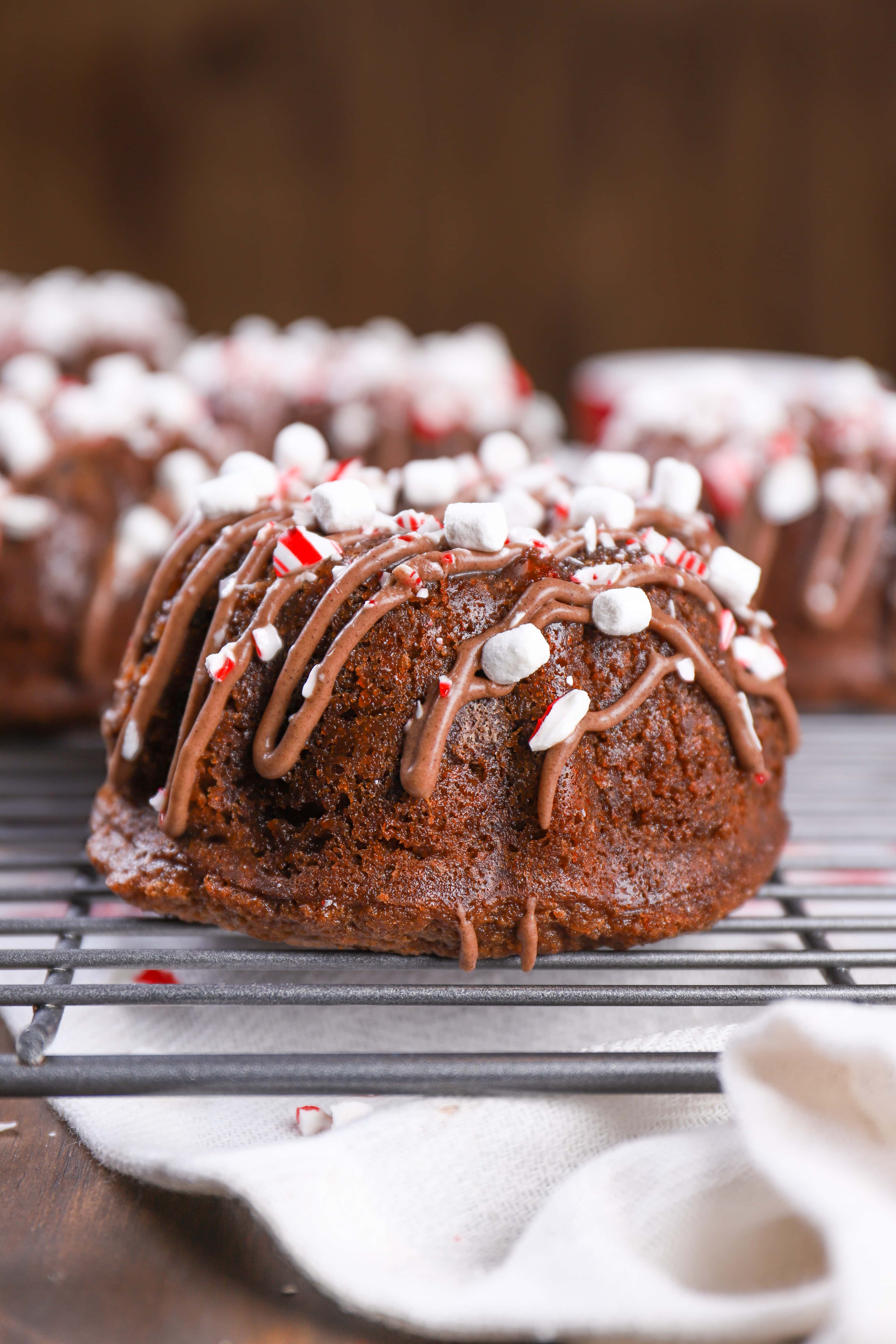 Mini Peppermint Hot Chocolate Bundt Cakes A Kitchen Addiction