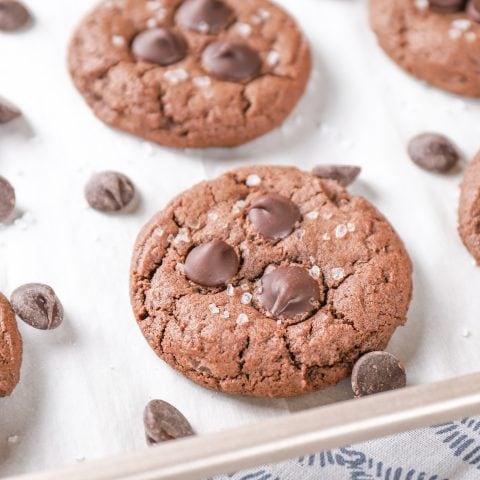 Salted Dark Chocolate Cookies - A Kitchen Addiction