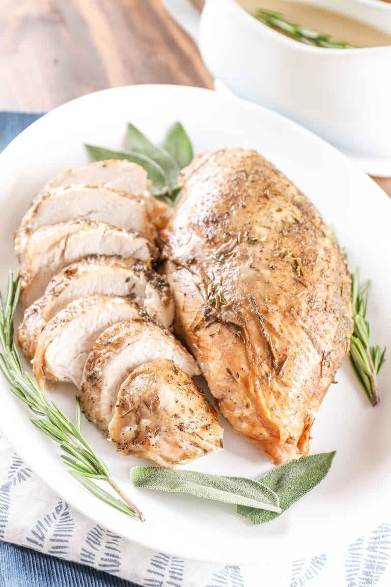 Slow Cooker Spiced Apple Cider Brined Turkey Breast - A Kitchen Addiction